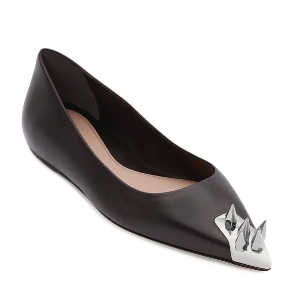 Alexander McQueen Leather Punk Stud, Ballerina Flats, New, Size 37